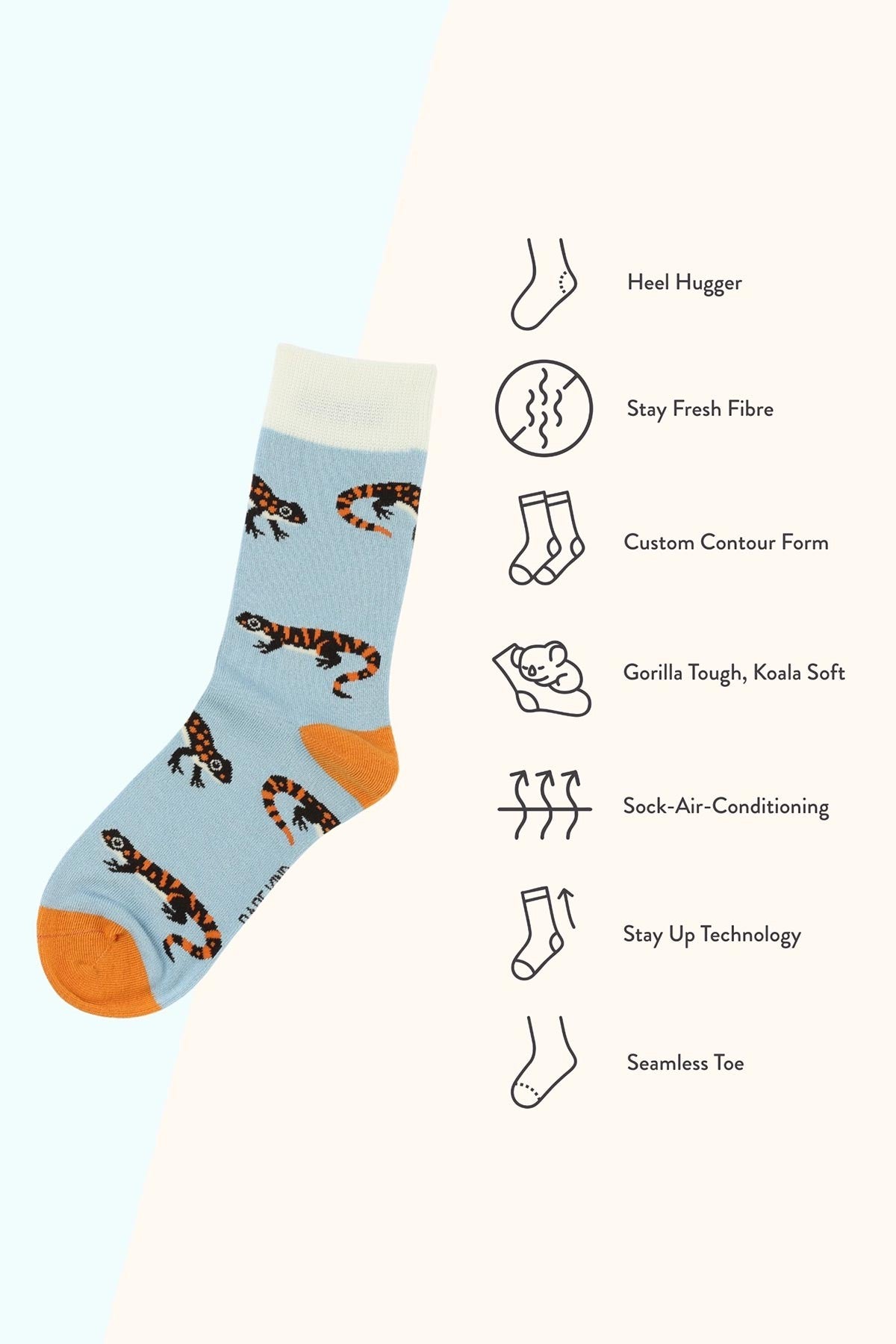 Save the Salamander Blue Bamboo Crew Socks — Urban Wild