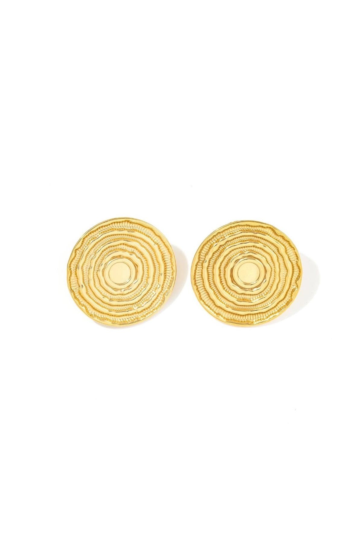 Solanda Organic Round Gold Stud Earrings — Urban Wild