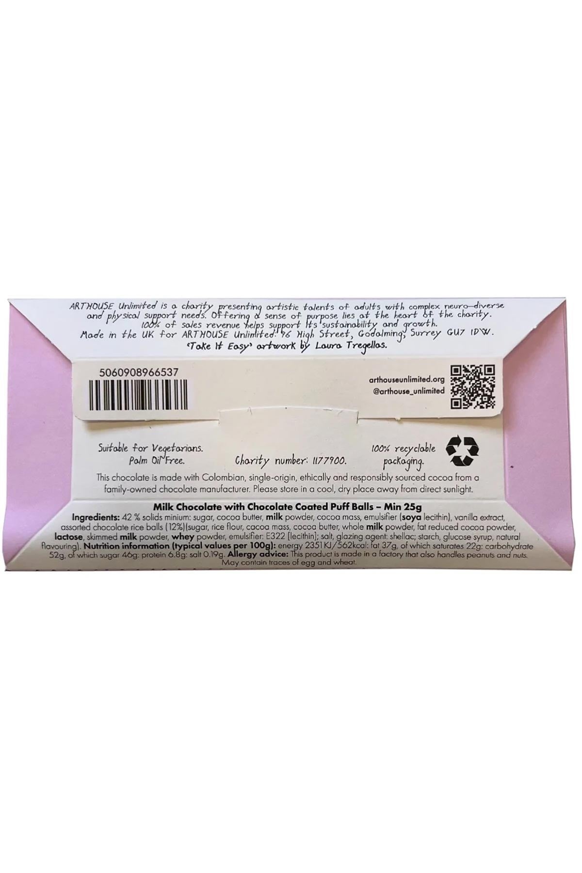 Joy Sized Take It Easy Milk Chocolate Bar with Puff Balls — Urban Wild
