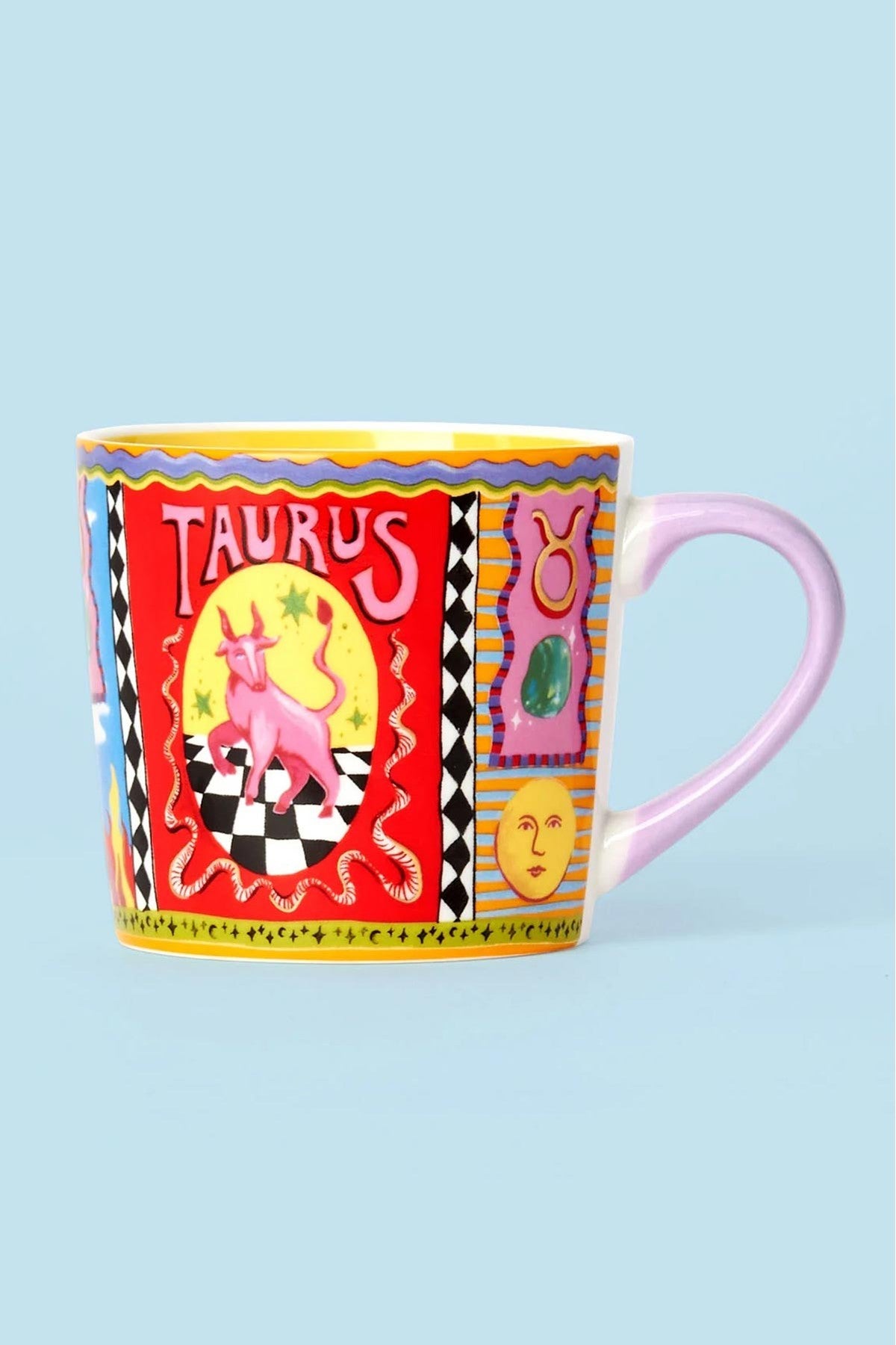Taurus zodiac hand painted new bone china mug with lilac handle and gold foil — Urban Wild