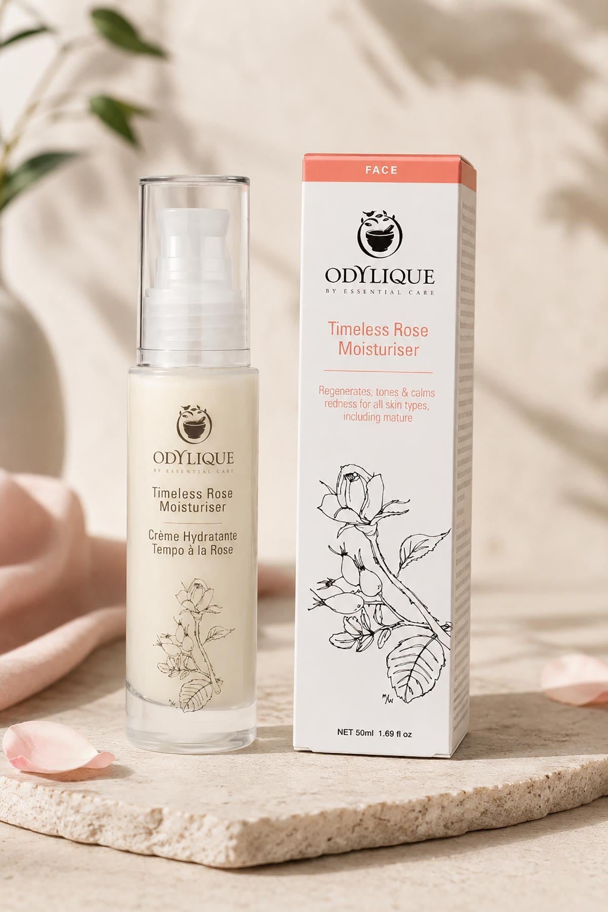 Timeless rose organic day cream moisturiser 50ml by Odylique in recyclable bottle — Urban Wild