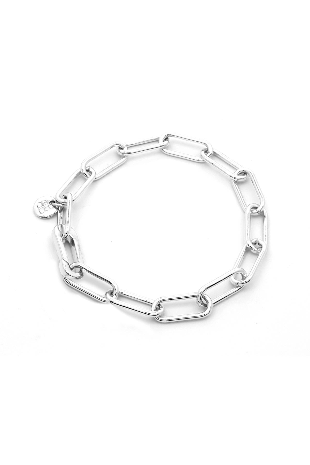 Ukelele silver chunky chain bracelet with oversized geometric links and waterproof PVD finish — Urban Wild