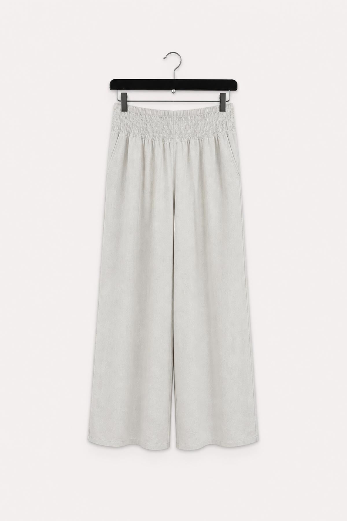 White linen palazzo trousers with shirred waist by Urban Wild