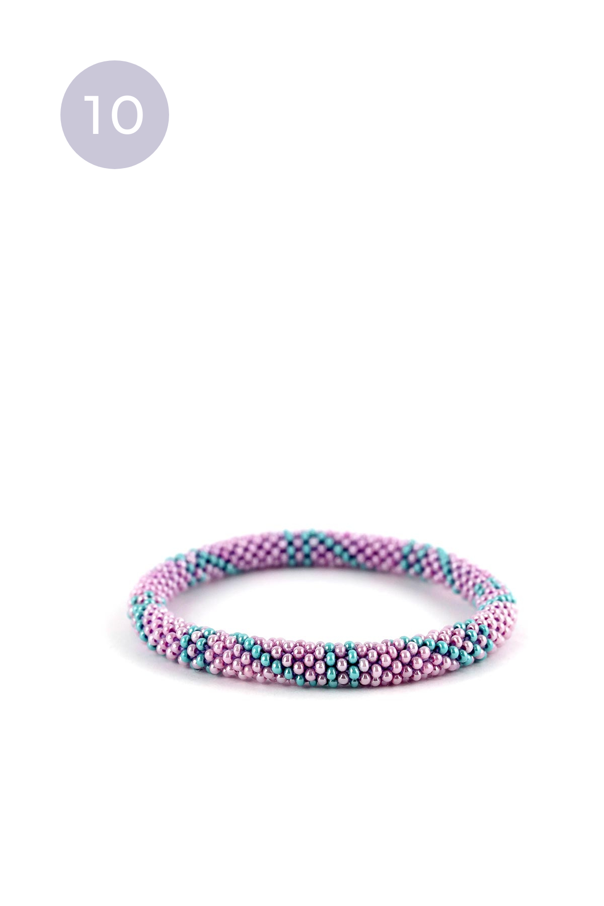 Lilac and turquoise beaded Roll-On bracelet diagonal pattern — Urban Wild